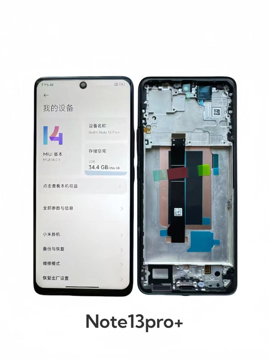 TFT LCD For Xiaomi Redmi Note 13 Pro+ Plus LCD Display Touch Screen Digitizer Frame