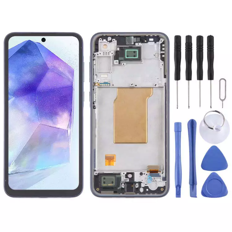 For Samsung Galaxy A55 SM-A556B 6.43 inch OLED LCD Screen Digitizer Assembly With black frame