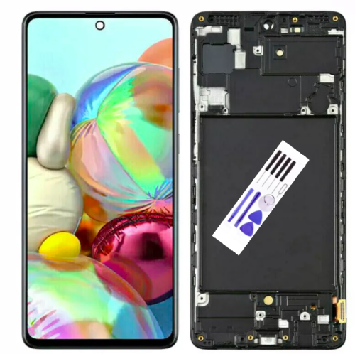 For Samsung Galaxy A71 A715F Replacement LCD Black Touch Screen Display + Frame